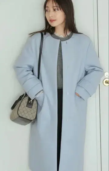 여성용 노카라 코트 블루 Vis 가볍고 따뜻한 S 새상품급