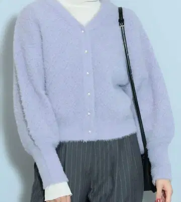 마름모 자카드 페더 가디건 (워셔블) 24AW 볼륨