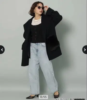 Arpege story 퍼 후드 리버 코트