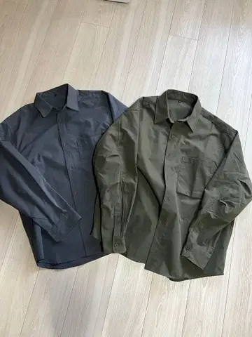 COCA 캐주얼 셔츠 세트 카키 다크 그레이