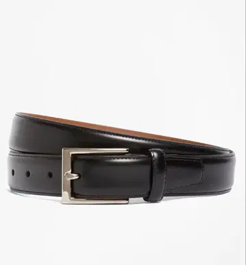 브룩스브라더스 남성용 이탈리아제 블랙 가죽 드레스 벨트
