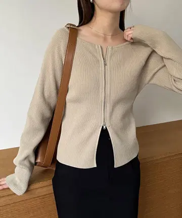 2way 지퍼 니트 베이지
