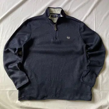 00s 써멀 롱T 하프 지퍼 네이비 그런지 Y2K 자수 로고