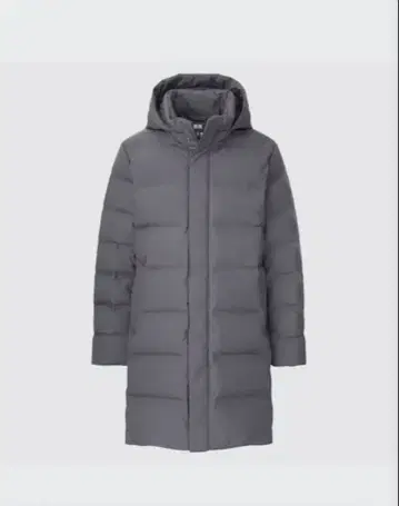 UNIQLO 남성용 심리스 다운 롱 코트 그레이