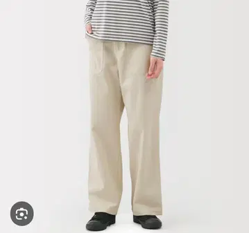 무인양품 여성 워싱 헤링본 베이커 팬츠