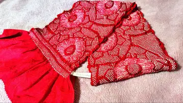 오비 장식 천 빨간색 총 조임 순수 실크 택 포함 성인식