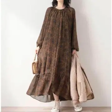 브라운 플라워 원피스