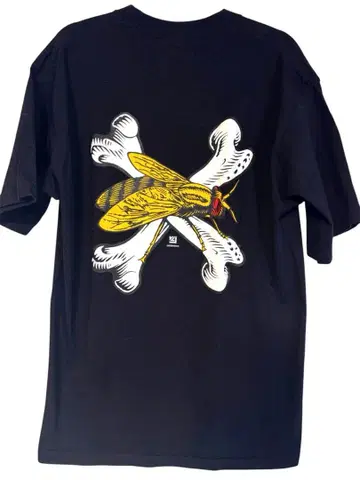 QEE FLY x BONES by VCJ 티셔츠 L 발포 프린트 블랙