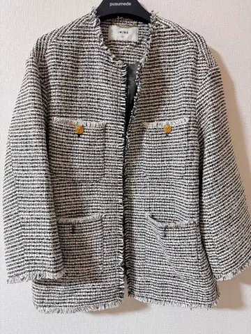 iWING 트위드 자켓 M 아우터 자켓 라메 믹스 원단
