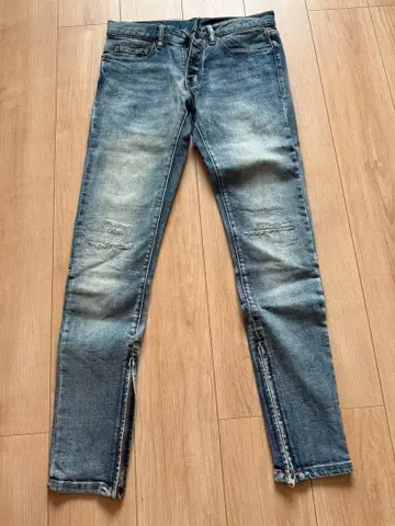 mnml 스키니 데님 데미지 가공