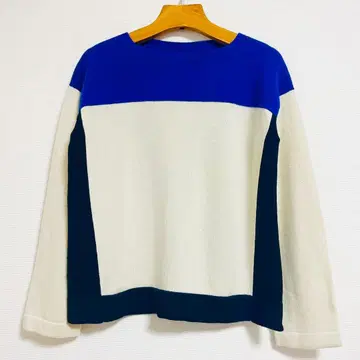 DRAWER 드로어 블록 니트 스웨터 캐시미어 화이트 블랙