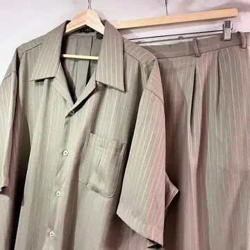 VINTAGE 셋업 오픈 카라 셔츠 슬랙스 그레이지