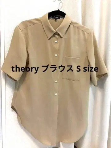 새상품급 theory 여성용 S 베이지 반팔 셔츠 가슴 포켓 부착