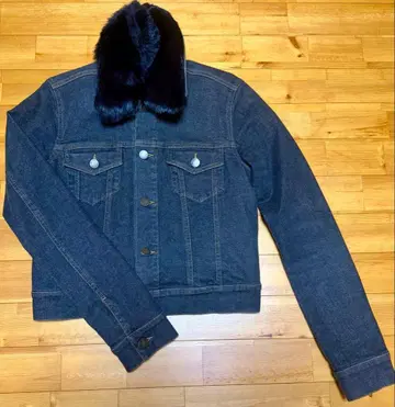 띠어리 퍼 부착 블랙 데님 자켓 0