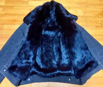 theory 퍼 달린 블랙 데님 자켓 0