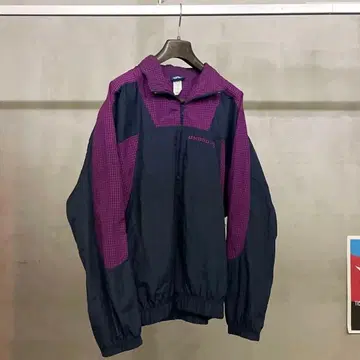 90s UMBRO 나일론 자켓 체크 무늬 하프 지퍼 엄브로