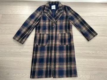 dazzlin 체스터 코트 네이비 계열 체크 무늬