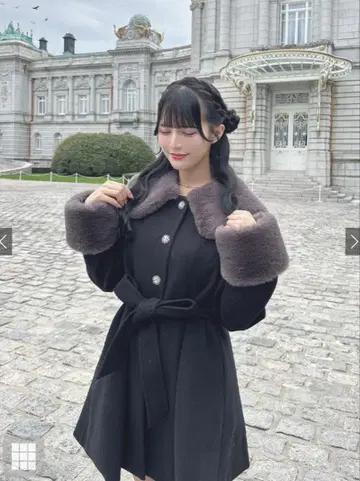 퍼 티펫&리본 벨트 비쥬 버튼 코트[kz697]