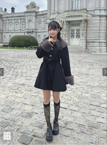 퍼 티펫&리본 벨트 비쥬 버튼 코트[kz697]