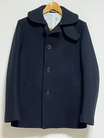 울 피 코트 네이비 4개 버튼