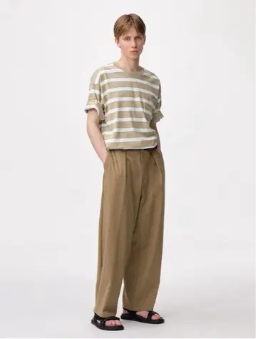 [ 새상품 ] GU 배럴 레그 슬랙스 XL 2세트 베이지 다크 그레이