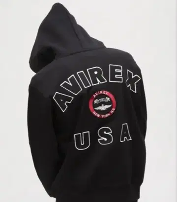 AVIREX 블랙 지퍼 후드티