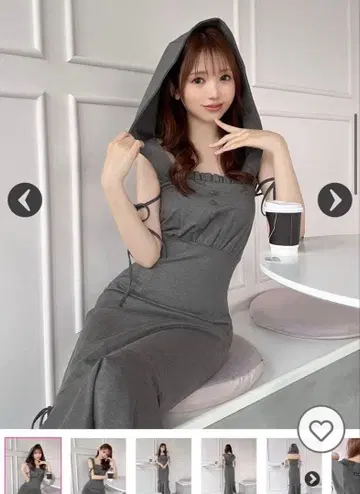 미셸 마카롱 후드 부착 오프숄더 머메이드 원피스 xs 블랙