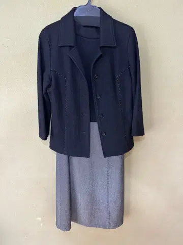 울 혼방 셋업 (블랙 & 그레이)