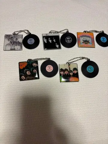 비틀즈 레코드형 키링 5개 세트