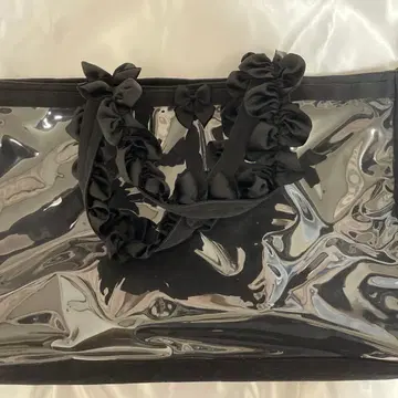 자카마트 대용량 핸들 프릴 BIG 토트백 블랙