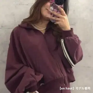 [ 언오토 ] 새상품 트랙 자켓 짧은 기장 사이드 라인 퍼프 소매 블루종