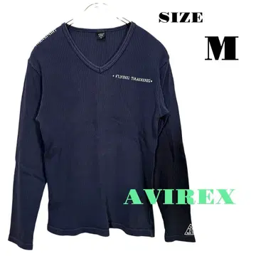 [ AVIREX ] V넥 긴팔 T셔츠 M 사이즈 네이비