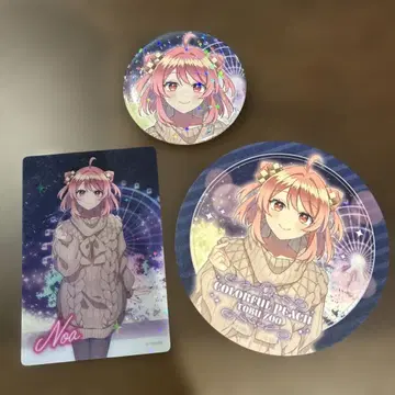 컬러풀 피치 노아 토부 동물원 캔뱃지 코스터 클리어 카드 3종 세트