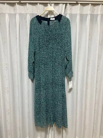 MOGA 꽃무늬 긴팔 원피스 그린 계열