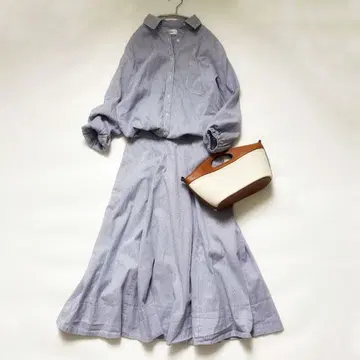 미라 오웬 레이어드 맥시 길이 데님 셔츠 원피스 세트업