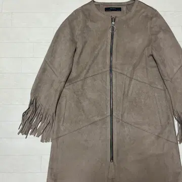 ZARA basic 벨로아 프린지 노카라 코트 풀 집업 깔끔한