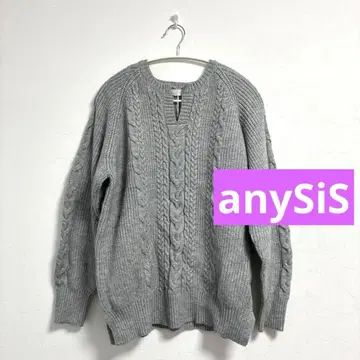 택 포함 미사용 새상품/에니시스/그레이/케이블 니트/긴팔 스웨터