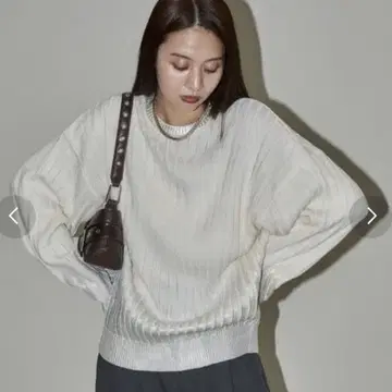 PUBLUX 파브뤽스 니트 화이트 금박 리브 니트