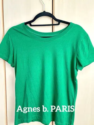 Agnes b. PARIS 그린 반팔 T셔츠 면 100%