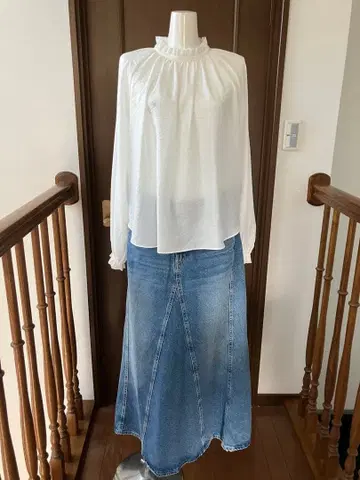 ZARA 데님 플레어 롱 스커트