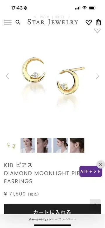 스타 주얼리 귀걸이 한쪽 귀