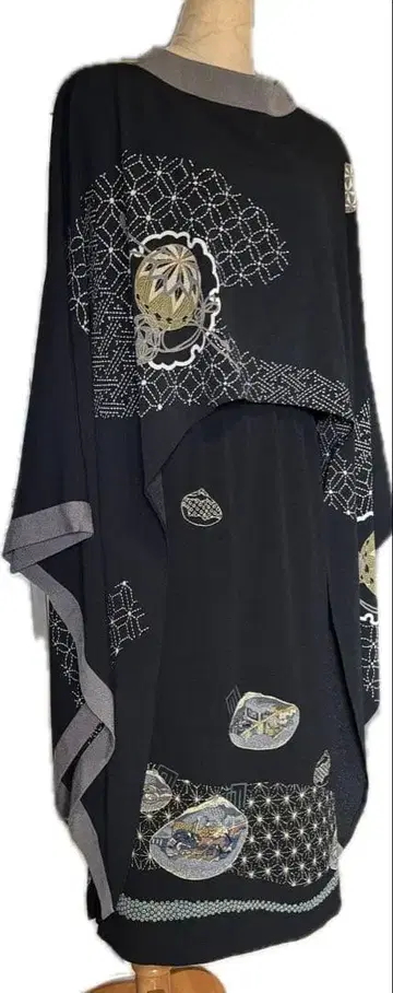 시선당 멋진 패턴 기모노 소매 겉옷 스커트