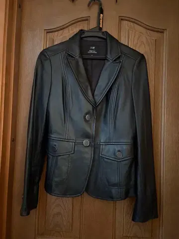 블랙 가죽 자켓 더블 버튼