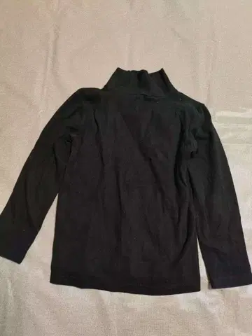 s 블랙 코튼 하이넥 긴팔 T셔츠