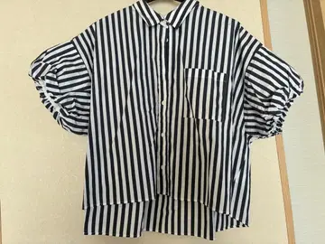 스트라이프 벌룬 슬리브 셔츠 38