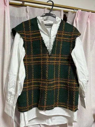 MURUA 체크 무늬 베스트 사이즈 1