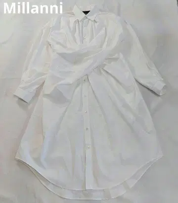 Millanni 화이트 긴팔 셔츠 원피스