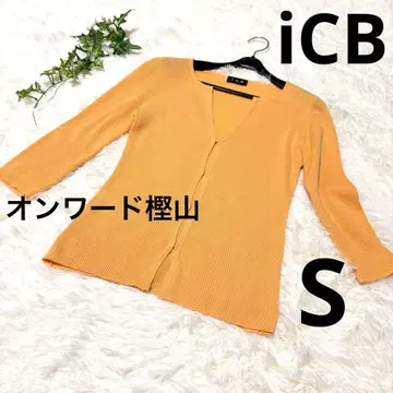 [ 새상품급 ] ICB 오렌지 V넥 리브 가디건 긴팔 S