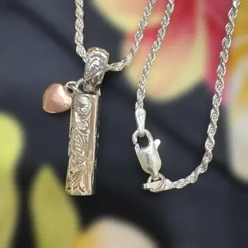 새상품 실린더 하트 참 목걸이 하와이안 주얼리 실버 925