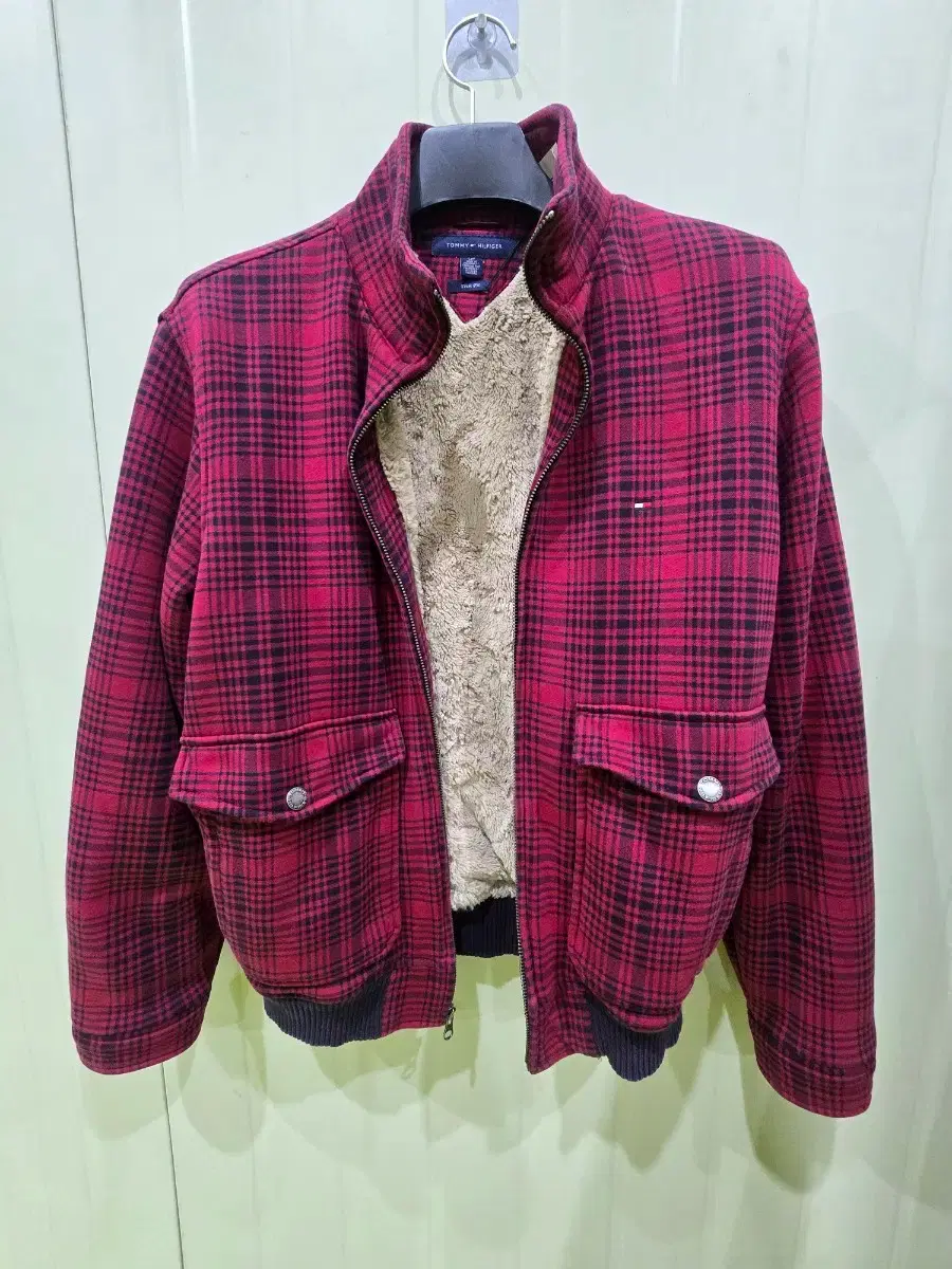 Tommy Hilfiger Check Bomber Jacket Red
